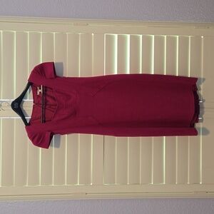 Nanette Lepore Facny knit dress with unique neck scoop and puff shoulder caps